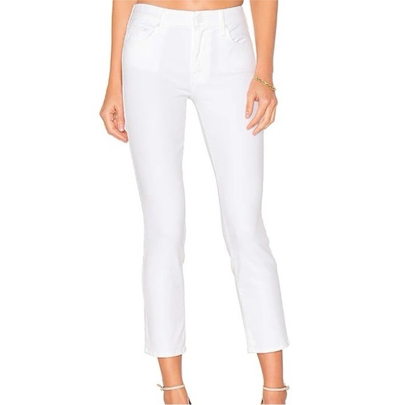 MOTHER Denim - Mother Jeans Looker Petite Glass Slipper White Cropped Womens 32 Ankle